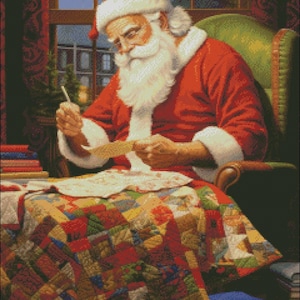 Quiltworkshop van de Kerstman 2 - Getelde kruissteekpatronen - Afdrukbare tabel PDF-formaat Handwerken Borduren Knutselen DIY DMC-kleur