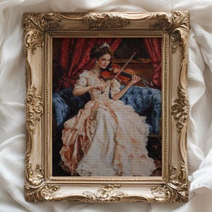 A Musical Afternoon 2 - Lady kruissteekpatronen - afdrukbare tabel in pdf-formaat handwerken borduren ambachten DIY DMC kleur