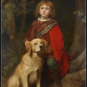 Prince and His Golden Retriever - getelde kruissteekpatronen - afdrukbare grafiek pdf-formaat handwerken borduren ambachten DIY DMC kleur