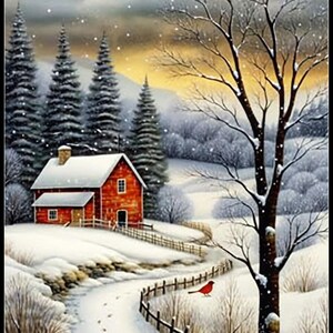 Winter Farm 3 - Getelde kruissteekpatronen - Afdrukbare tabel in pdf-formaat Handwerken Borduren Knutselen DIY DMC-kleur
