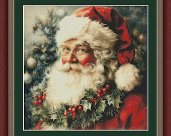 Schema punto croce di Babbo Natale: ricamo natalizio (PDF)