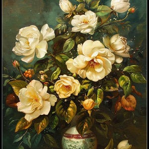 Stilleven bloemen bloemenstudies 2 - getelde kruissteekpatronen - afdrukbare grafiek pdf-formaat handwerken borduren ambachten diy dmc kleur