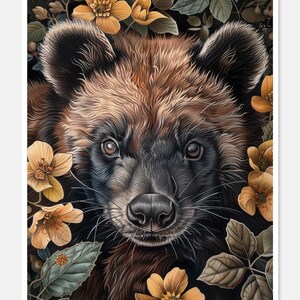 Wolverine gezicht bloemen 4 - getelde kruissteekpatronen - afdrukbare grafiek pdf-formaat handwerken borduren ambachten DIY DMC kleur
