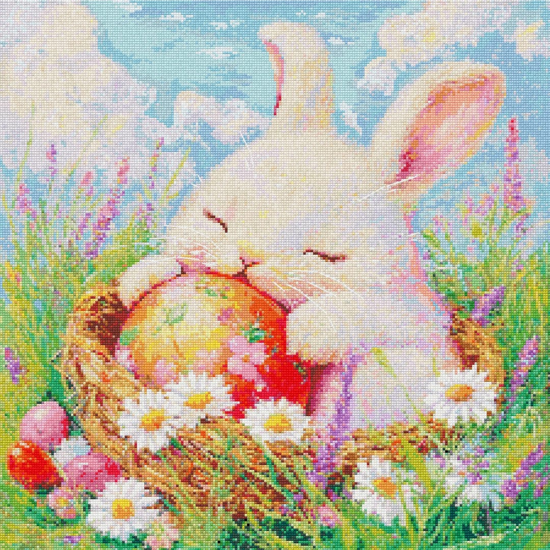 Easter Bunny Cross Stitch Pattern: Floral Rabbit Embroidery (PDF ...