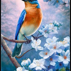 Bluebird en kornoelje - getelde kruissteekpatronen - afdrukbare grafiek pdf-formaat handwerken borduren ambachten DIY DMC kleur