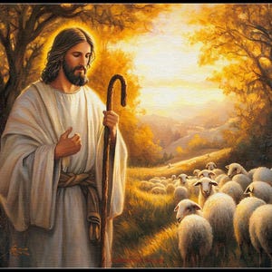 The Lord is My Shepherd 2 - getelde kruissteekpatronen - afdrukbare grafiek pdf-formaat handwerken borduren ambachten DIY DMC kleur