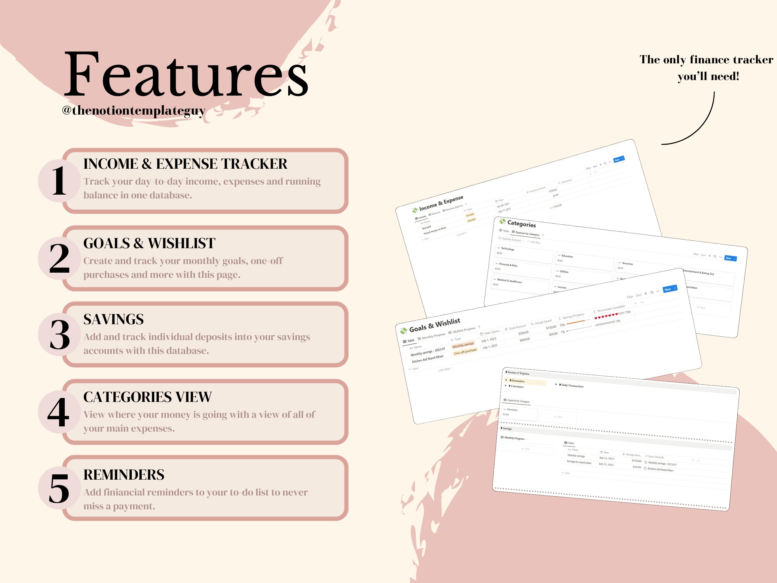 Notion Template Personal Finance Tracker Income and Expense - Etsy