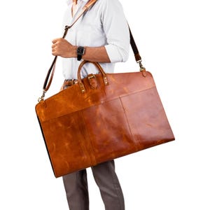 Bruinleren herenpakdrager Gepersonaliseerde handgemaakte leren tas Professionele reiskledingtas volnerf lederen koffer