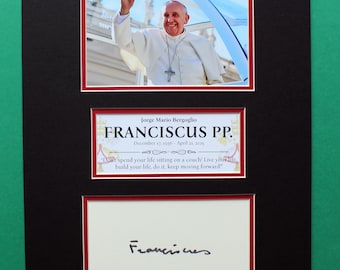 POPE FRANCIS AUTOGRAPH artistic double mat display Jorge Mario Bergoglio