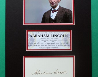 ABRAHAM LINCOLN AUTOGRAPH artistic double mat display The Best U.S. President
