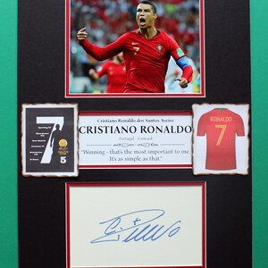 CRISTIANO RONALDO AUTOGRAPH artistieke dubbele mat display Football Game Changer G.O.A.T.
