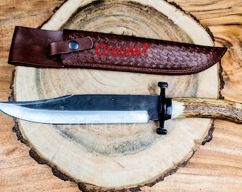 Handmade D2 Steel Hunting Bowie Knife with Stag Handle C-02