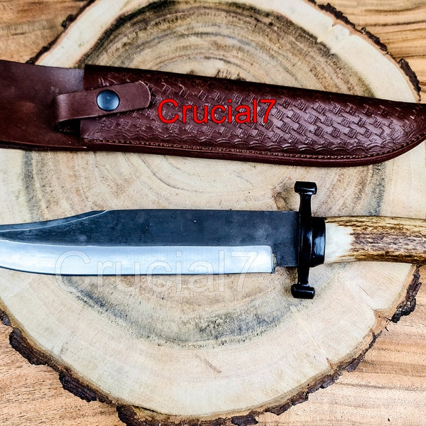 Handmade D2 Steel Hunting Bowie Knife with Stag Handle C-02