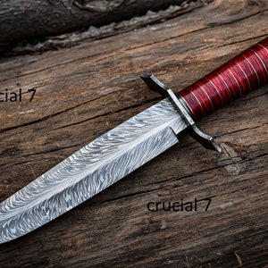 13&quot; Handmade Damascus Steel Hunting Vintage Bowie Knife with Wood Handle Birthday, anniversary, Wedding, Christmas Gift For Him C-27