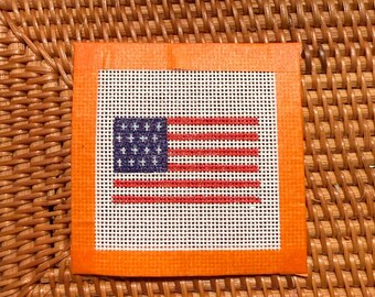 Hand Painted Needlepoint American Flag - 4X4, 5x5 or 6x6