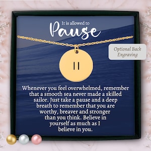 Personalisierte Pause Halskette, zierliche Pause Halskette, sinnvolle Pause Halskette, symbolische Halskette, psychische Gesundheit Halskette, Pause Schmuck, Ermutigung Geschenk