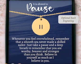 Personalized pause necklace, dainty pause necklace, meaningful pause symbol necklace mental health necklace pause jewelry encouragement gift