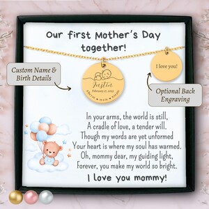 Personalize nosso primeiro dia das mães juntos, desde colar de bebê para nova mamãe, pingente gravado com detalhes do nascimento do bebê, presente para mamãe de primeira viagem