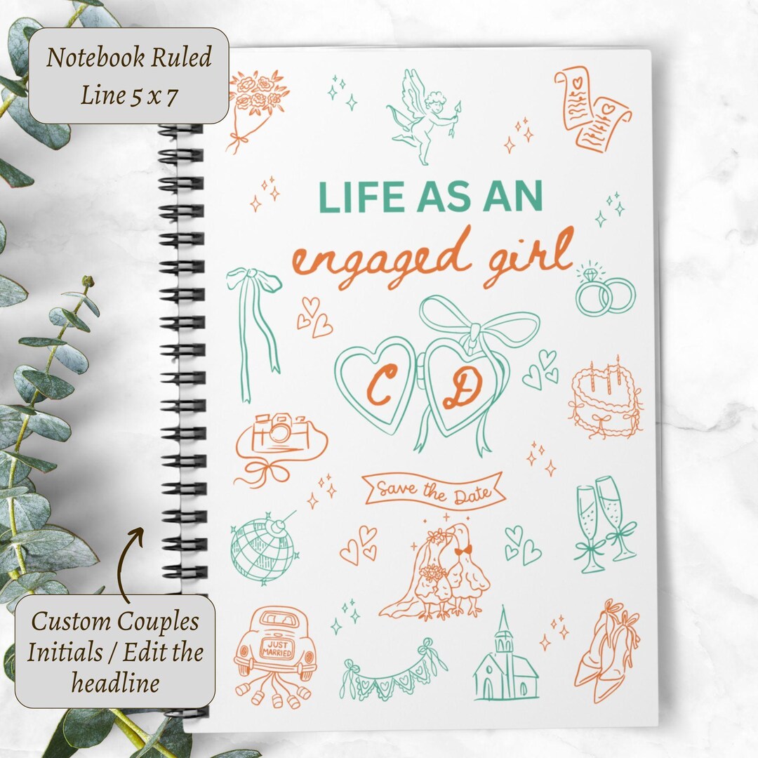 Engaged Journal Personalized Life as an Engaged Girl Journal With Couples Initials ...