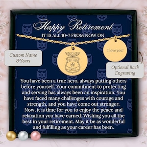 Personalized police officer retirement necklace for police woman with custom name custom badge police officer gift police woman retirement