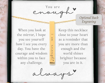 Personalized I am enough necklace for best friend, affirmation necklace, you are enough necklace, self love club you matter you are amazing