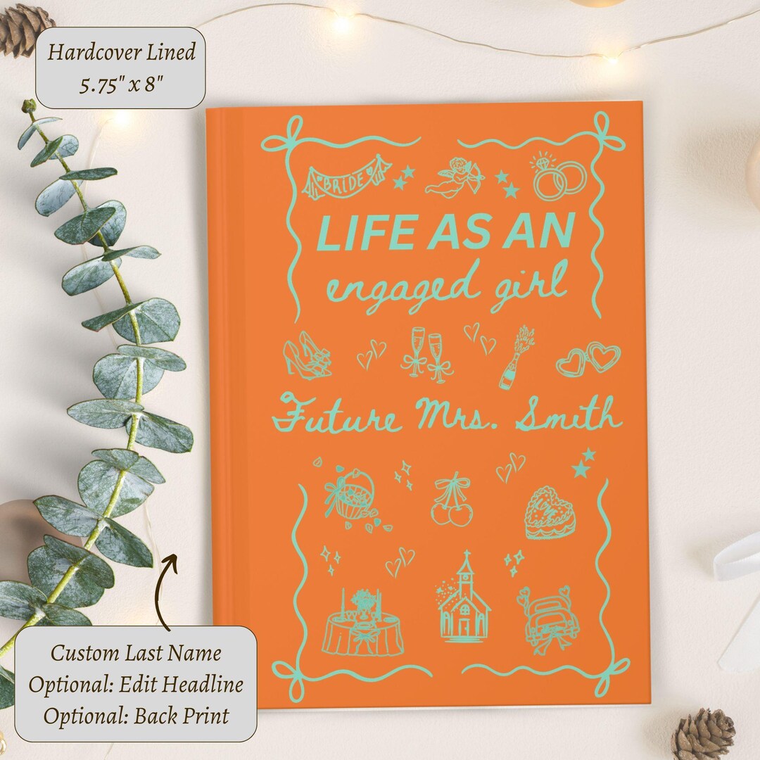 Notebook Engaged Personalized Life as an Engaged Girl Notebook Hardcover Gifts for Bride ...