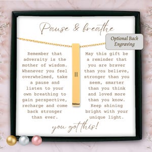 Personalisierte Pause Halskette, Geschenk für psychische Gesundheit, Angst Relief Halskette, Ermutigung Geschenk, Stärke Geschenk Pause Knopf Halskette