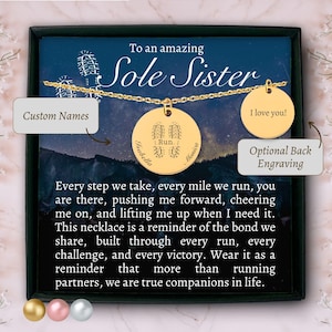 Collana personalizzata "Soul Sisters", regalo per le migliori amiche runner, collana "Soul Sisters", regalo per partner di corsa, maratoneta, amica di corsa