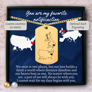 Personnalisé, vous êtes mon collier d'étiquettes de notification préféré, cadeau lien cubain pour lui, collier cartes de pays, cadeau relation longue distance