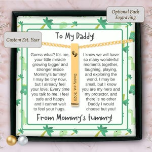 Gepersonaliseerde daddy est cubaanse schakelketting cadeau van buik, papa-to-be ketting van mama's buik, voor papa vanaf de buik zwangerschapsonthulling