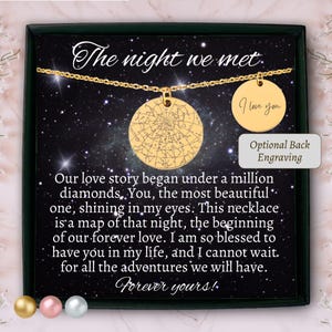Collier carte des étoiles personnalisé la nuit où nous nous sommes rencontrés, collier carte des constellations personnalisé, collier carte des étoiles par date et lieu quand tout a commencé