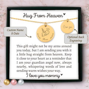 Collar personalizado con un pequeño abrazo del cielo para mamá, collar de ángel bebé personalizado, regalo conmemorativo de angelito, collar de alas de ángel para condolencias
