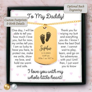Gepersonaliseerde ketting geboortedatum baby cadeau voor vader die voor het eerst is, aangepaste ketting voetafdruk cadeau voor papa to be ketting eerste vaderdag