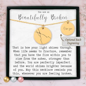 Personalized Kintsugi heart necklace, encouragement gift for best friend, Kintsugi necklace heart shape pendant break up gift, divorce gift