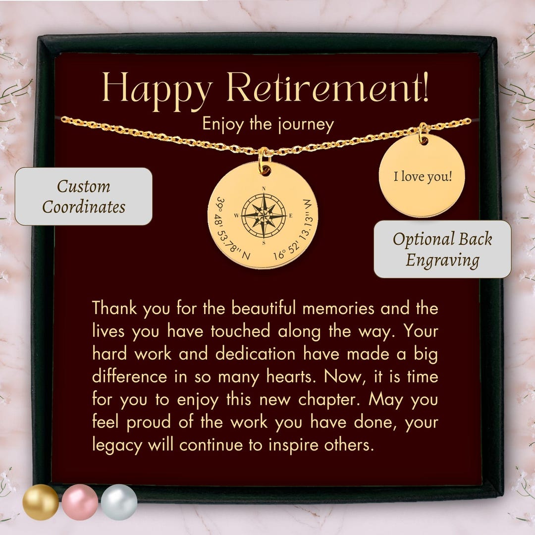 Personalized Coordinates Necklace Happy Retirement Gift for Boss, Next ...