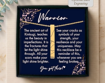 Personalized warrior necklace Kintsugi art jewelry healing necklace friendship gift tough times necklace gift for her warrior woman necklace