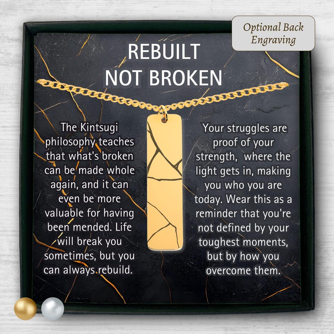 Personalized Kintsugi Men Necklace Encouraging Gift for Him, Engraved ...