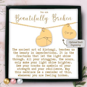 Personalized Kintsugi heart necklace, beautifully broken necklace, mended heart necklace Kintsugi jewelry personalized divorce gift break up