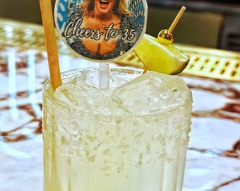 Custom Photo Drink Toppers 2 inch,Edible Wafer Paper Cocktail Toppers , 20 pre-cut pcs