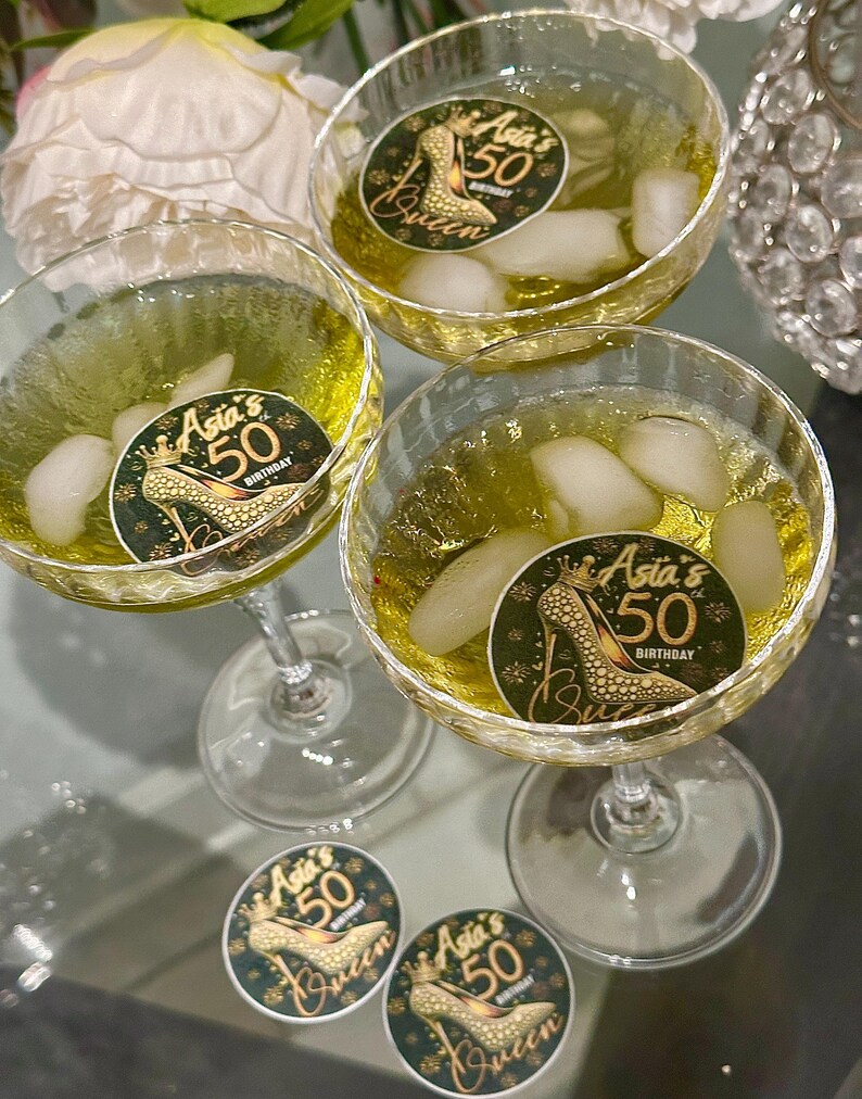 Personalized Birthday Drink Toppers: Edible Wafer Paper Cocktail ...