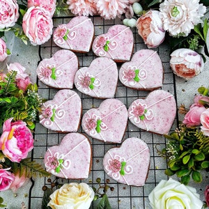 Wedding Cookies: Personalized Heart Cookies, Bridal Party Favors