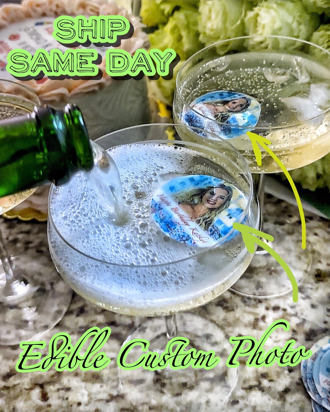 Edible Photo Drink Toppers: Cocktail Decorations - Etsy
