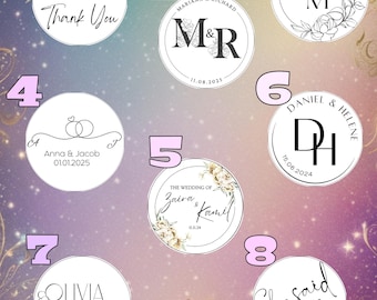Personalized Edible Drink Toppers – 50pcs Wafer Paper Monogram Logos for Weddings & Cocktails