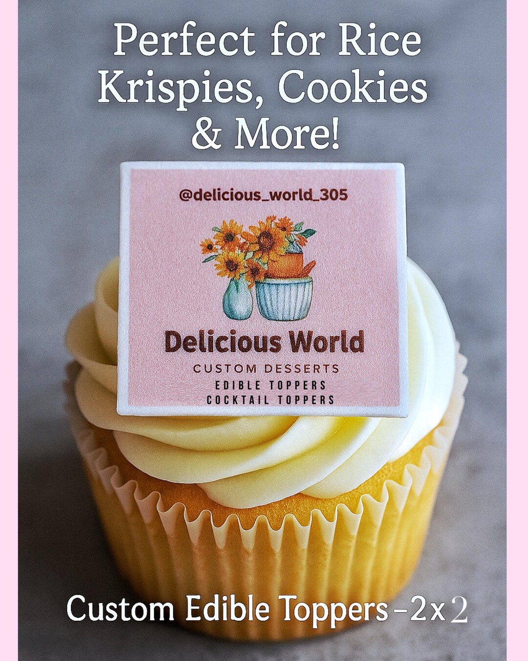 Personalized Edible Square Toppers: Rice Krispie, Cookie, Cocktail ...