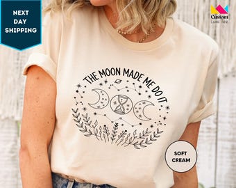 The Moon Made Me Do It Shirt, Mystic Moon And Sun Shirt, Boho Vintage Moon Shirt, Moon Phase Shirt, Celestial Moon Shirt, Shirt for Women