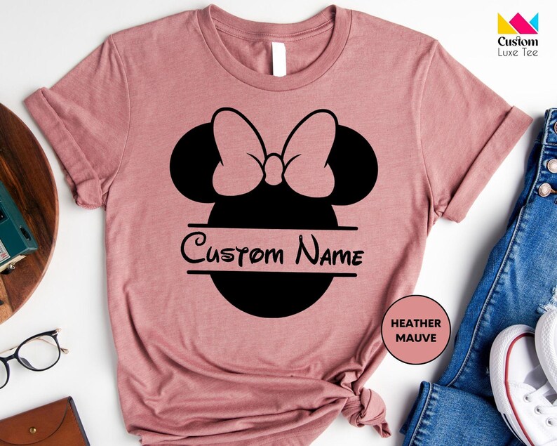 Custom Name Minnie and Mickey Mouse Shirt, Custom Name Disney Shirt, Disneyland Shirt, Mickey Mouse Tee, Minnie Mouse, Gifts for Kid's Tee image 2