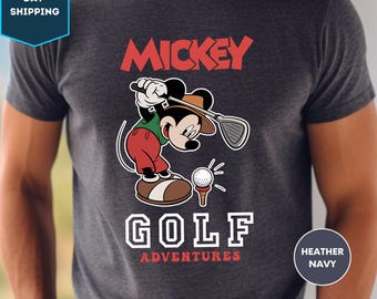 Vintage Disney Mickey Golf Adventures Shirt, Disney Golfing T-Shirt, Mickey Golfer, Disney Sport Tee, Disneyland Family Matching Gift
