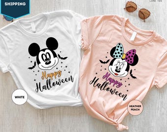 Disney Happy Halloween Shirt, Mickey Mouse Halloween Tee, Minnie Mouse Halloween Shirt, Matching Halloween Couple Shirt, Spooky Disney Shirt