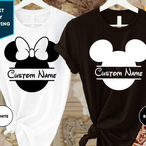 Custom Name Minnie and Mickey Mouse Shirt, Custom Name Disney Shirt, Disneyland Shirt, Mickey Mouse Tee, Minnie Mouse, Gifts for Kid's Tee image 3