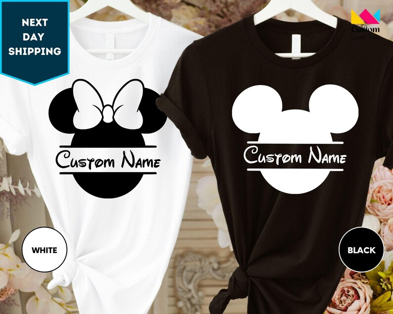 Custom Name Minnie and Mickey Mouse Shirt, Custom Name Disney Shirt, Disneyland Shirt, Mickey Mouse Tee, Minnie Mouse, Gifts for Kid's Tee image 3
